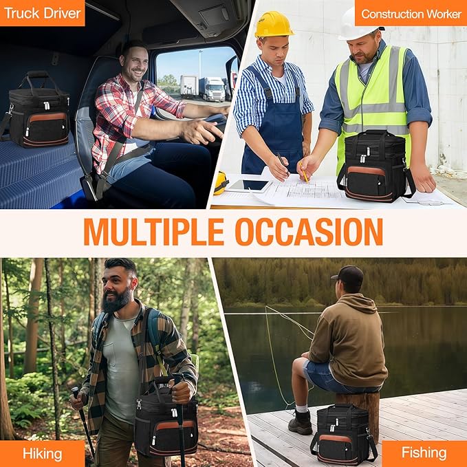 Beaulyn Construction Lunch Box for Men - Expandable Heavy Duty Lunchbox,Extra Large Lunch Bag with Adjustable Shoulder Strap for Worker Work Adults