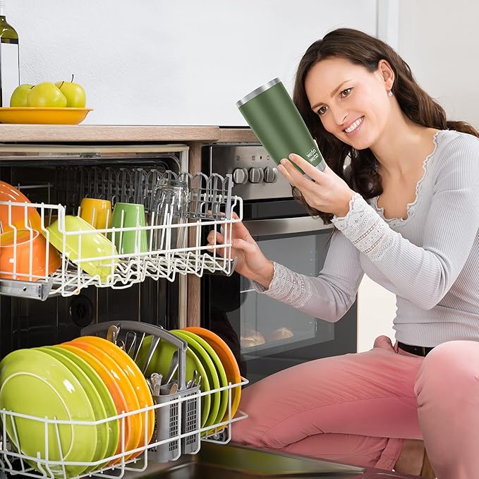 WETOWETO 20oz Insulated Stainless Steel Tumbler, Double Wall Vacuum Travel Coffee Mug, Leak-Proof Tumbler Cup for Home Office Travel (Army Green, 1 Pack)