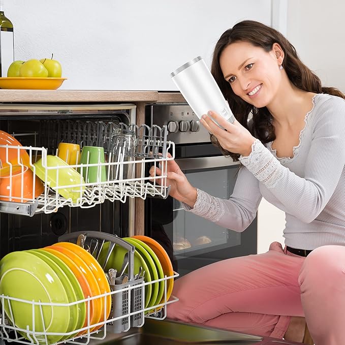 WETOWETO 20oz Tumbler with 2 lids and 2 straws, Stainless Steel Vacuum Insulated Water Coffee Tumbler Cup, Double Wall Powder Coated Spill-Proof Travel Mug Thermal Cup (White, 1 Pack)