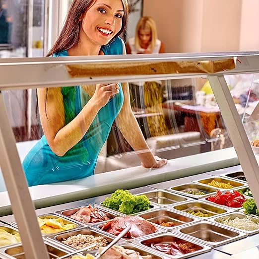 4 Pack Hotel Pans Stainless Steel 1/6 Size 4 Inch Deep Steam Table Pan with Lids, Stackable Commercial Anti-Jam Steam Pans Food Storage Containers for Home, Restaurant, Party, Hotel, Buffet