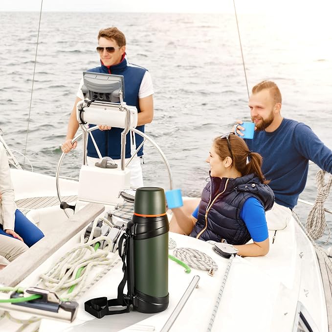 85oz Large Coffee Thermoses for Travel - Insulated Water Jug Classic Vacuum Bottle with Plastic Cup - Stainless Steel Thermos for Hiking Fishing