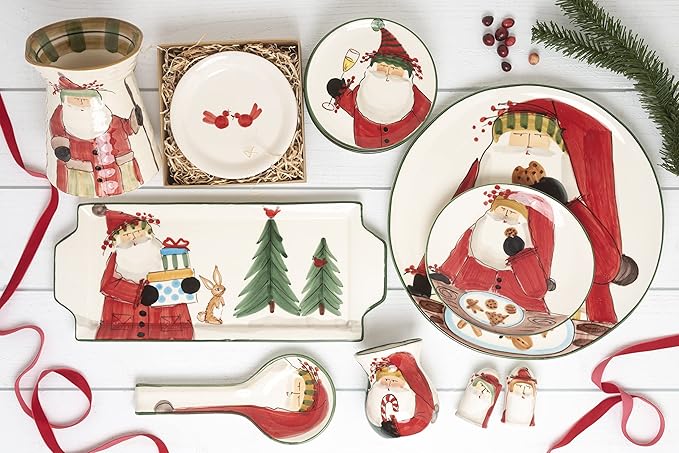 Vietri Old St. Nick Cookie Platter, Handmade Earthenware Serving Plate