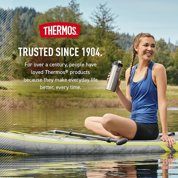 THERMOS ICON SERIES, Stainless Steel Water Bottle with Spout - 24 Ounce, Melon - Vacuum Insulated Water Bottle with Lid