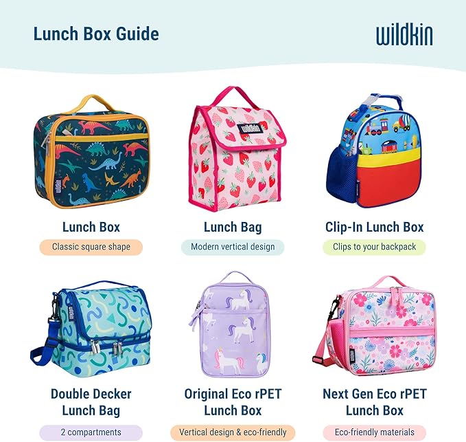 Wildkin Kids Insulated Lunch Box Bag for Boys & Girls, Reusable Kids Lunch Box is Perfect for Elementary, Ideal Size for Packing Hot or Cold Snacks for School & Travel Bento Bags (Sky Blue)