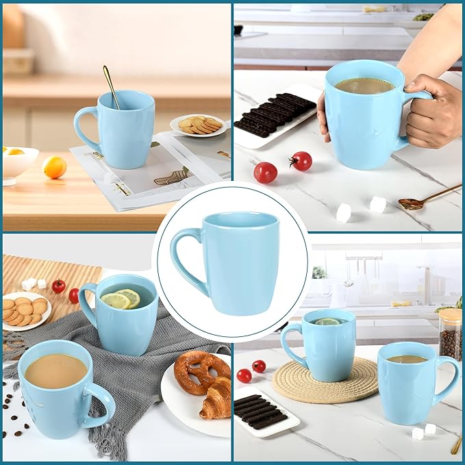 27OZ Extra Large Ceramic Coffee Mug, Jumbo Coffee Mugs, Big Tea Cups with a Large Handle for Office and Home set of 2 (Light blue)