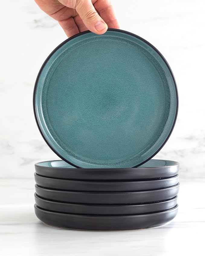 Stoneware coffee mugs set 2 pcs – 14.5 oz petrol blue ceramic mugs – Dishwasher and microwave safe – Stylish coffee cup set – Dinner service