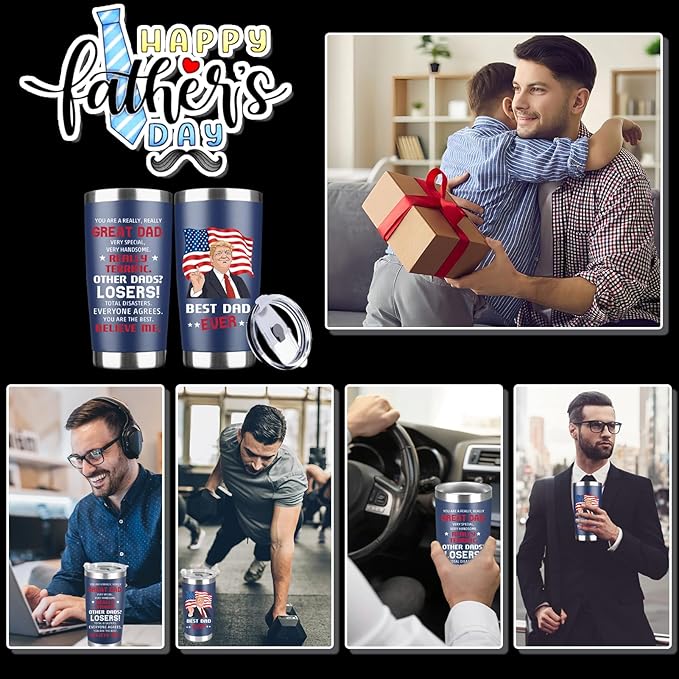 Father's Day Papa Gifts from Daughter, Son, Kids - Dad Gifts from Daughter, Son on Fathers Day, Christmas, Birthday, Best Dad Ever Tumbler 20Oz, Stainless Steel Tumbler