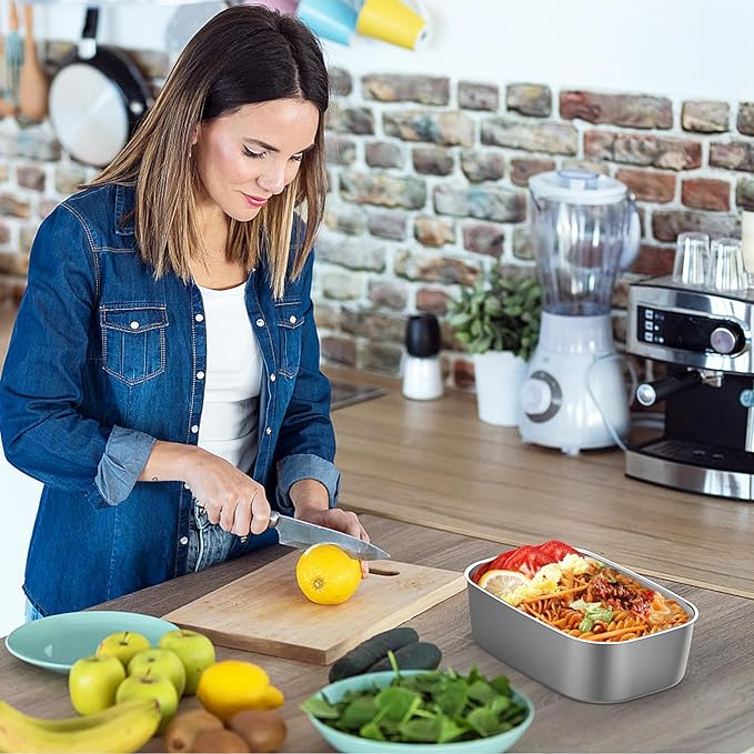 (Only for 1.5L Electric Lunch Box) 1.5L 304 Stainless Steel Inner Container for Electric Lunch Box, Removable Replacement Tray, Easy to Clean, Eco Friendly and Dishwasher Safe