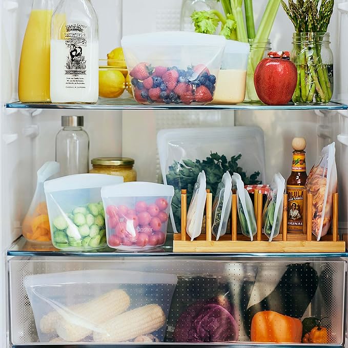 Stasher Premium Silicone Reusable Food Storage Bags, 6-Pack, Rainbow, Multi-Use Food Storage Bags, Lunch Bag, Travel Containers, BPA Free, Leak-free, Dishwasher-Safe, Eco-friendly