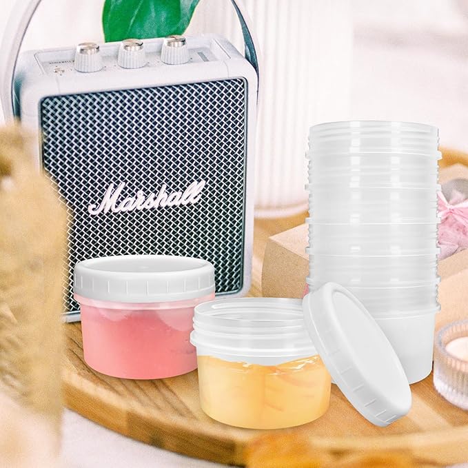 10 Pack 4oz Reusable Small Plastic Containers with Screw Lids, Small Food Storage Freezer Containers, Stackable Food Storage Jars, Sauce Condiment Jars Lunch Box Accessories