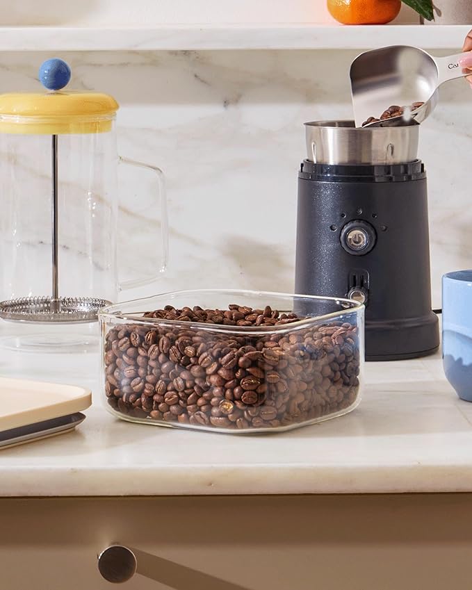 Caraway 1qt Glass Airtight Food Storage Container with Lid – Non-Toxic, BPA-Free Kitchen Storage Container – Stackable, Space-Saving Airtight Container for Dry Goods and More - Gray