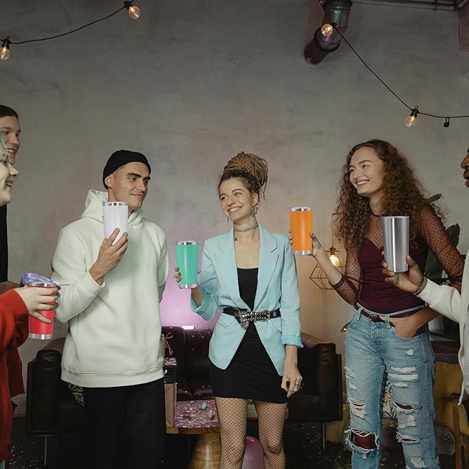 20oz Tumbler Stainless Steel Tumbler Cup with Lid Vacuum Insulated Double Wall Travel Mug, Durable Powder Coated Travel Coffee Tumbler Mug for Hot & Cold Drinks, Red,4 Pack