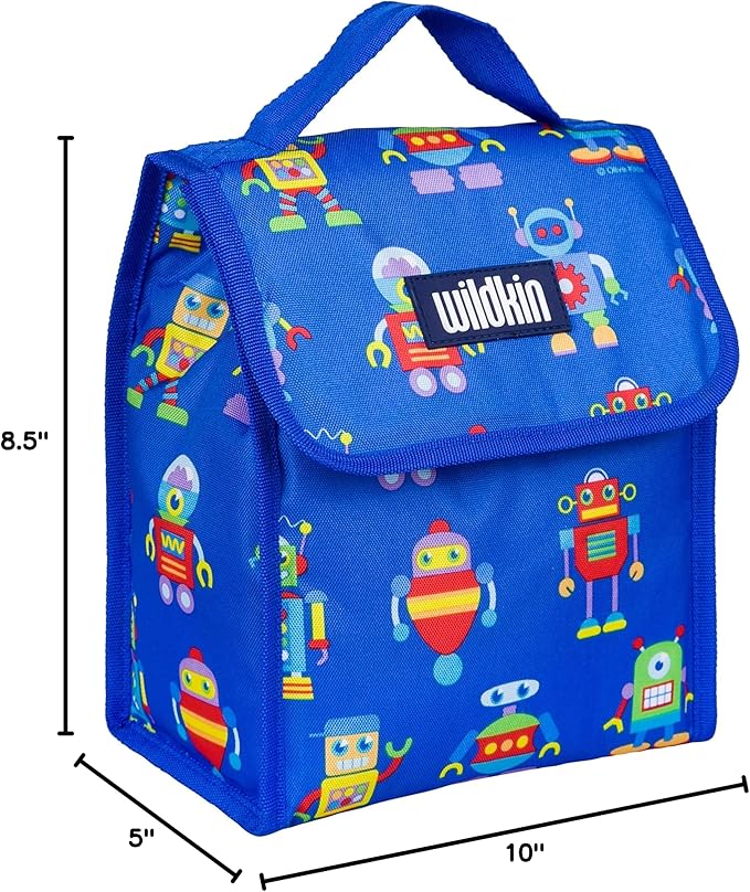 Wildkin Kids Insulated Lunch Bag – Reusable, Ideal for Hot/Cold Snacks, School & Travel - Robots