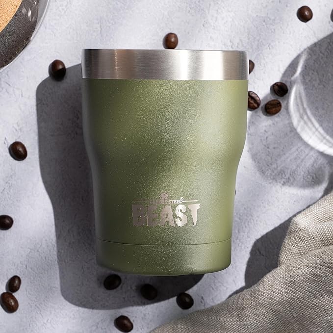 Beast 10 oz Tumbler Stainless Steel Vacuum Insulated Coffee Ice Cup Double Wall Travel Flask (Army Green)