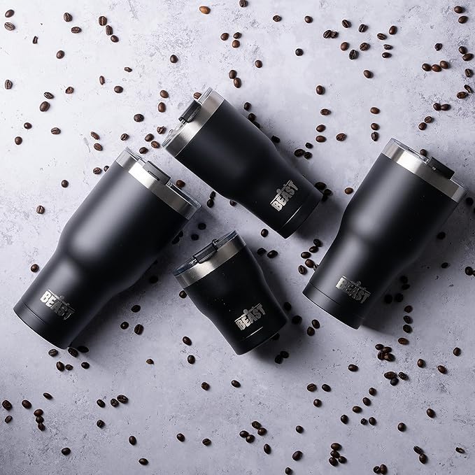 Beast 10 oz Tumbler Stainless Steel Vacuum Insulated Coffee Ice Cup Double Wall Travel Flask (Matte Black)