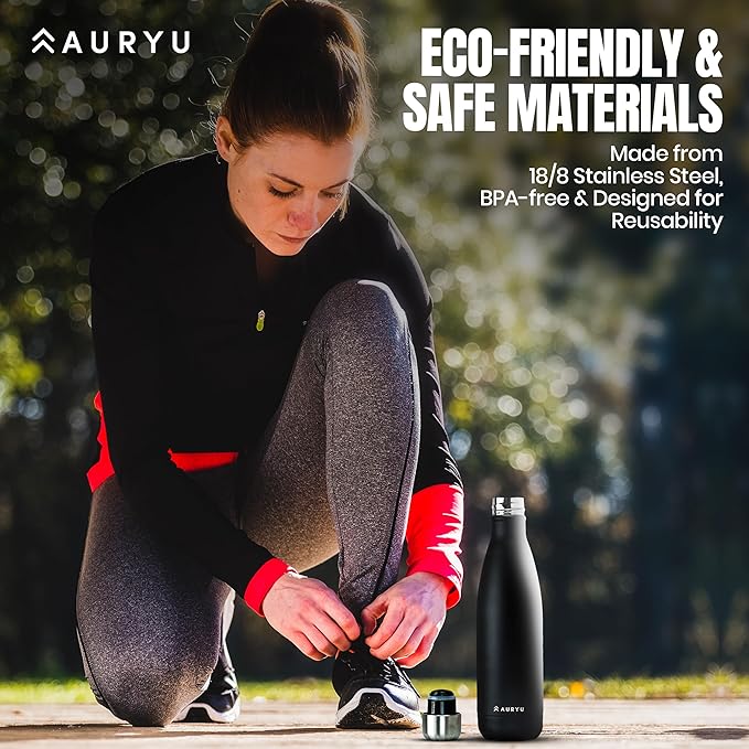 Best in Class Triple-Walled Insulated Stainless Steel Water Bottle, Keeps your Drinks Cold for up to 24 Hours and Hot for up to 12 Hours, Leak Proof, Make a Difference in the World, Black, 17oz