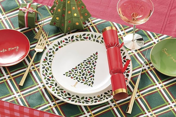 kate spade new york Evergreen 12-Piece Dinnerware Set, 12 Count, Ivory, Christmas, Holiday Hosting