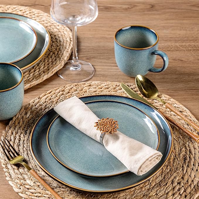 AmorArc 12oz Coffee Mugs, Ceramic Coffee Mugs set of 6 for Man, Woman, Dad, Mom, Modern Coffee Mugs with handle for Latte/Cappuccino/Milk/Cocoa. Dishwasher&Microwave Safe, Ocean Blue