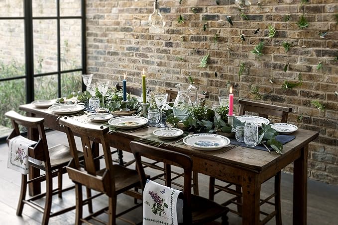 Portmeirion Botanic Garden 8.5" Salad Plates - Set of 6 | Assorted Floral Motifs | Fine Earthenware | Chip Resistant Glaze | Dishwasher, Microwave, Freezer, Oven Safe | Made in England