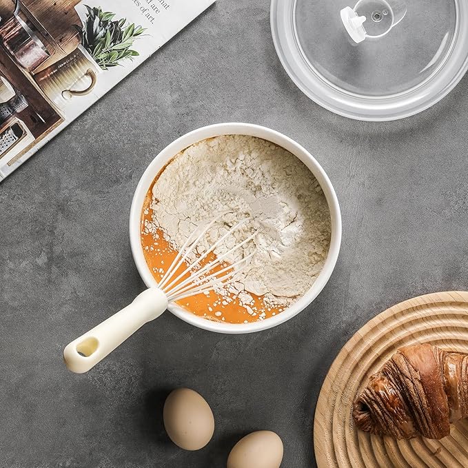 Ceramic Nesting Bowls with Lids: Mixing Bowls with Lids - Porcelain Food Storage Containers For Prep and Serving, Microwavable Kitchen Bowl Set of 4, 50/32/20/10 oz (White)