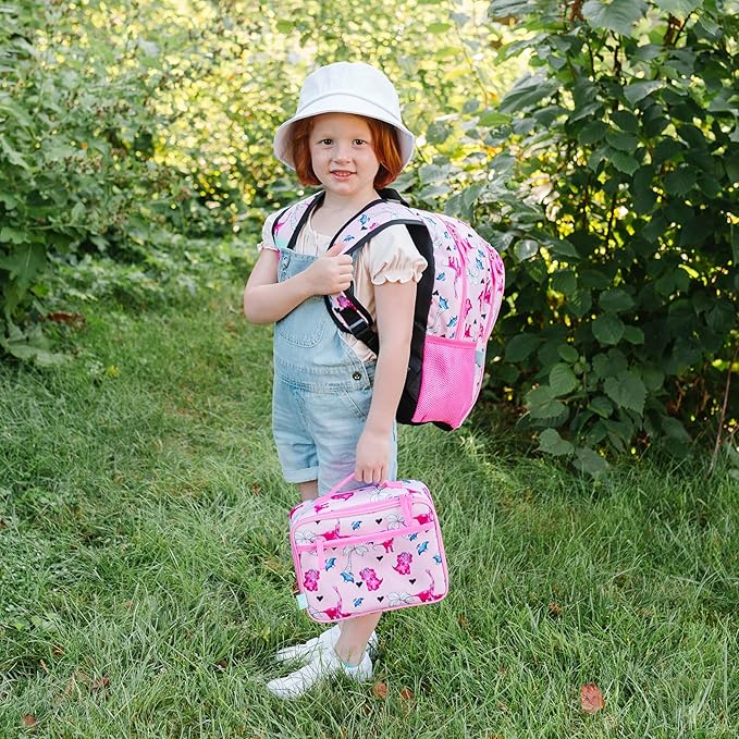 Wildkin JumpOff Jo Insulated Lunch Box – Durable, Reusable for Kids – Pink Dino