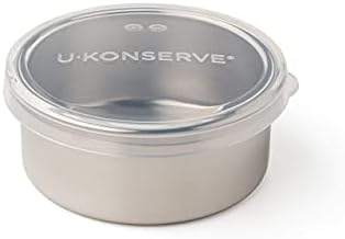U Konserve Stainless Steel Round Food Storage Bento Box Container, Leak Proof Silicone Lid Dishwasher Safe - Plastic Free, 5oz