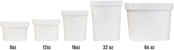 UNIQ 250-Count 16 oz Ice Cream Containers and Lids Cow Print | Paper Takeout Containers For Hot or Cold Foods | Frozen Dessert Supplies