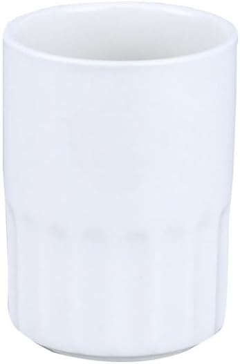 Pure White Ceramic handleless Straight Mug for Morning Tea House, Restaurant, Hotel Cup, Toothbrush Cups (White & B)