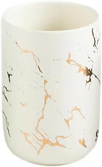Ceramic Toothbrush Holder, Nordic Toothbrush Cup, Simple Stone Mug. (White)