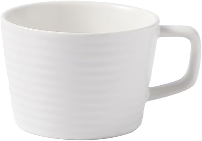 Simple Ceramic Coffee Cup, Striped Coffee Mug with Handle, Latte Cup, Milk Cup, Water Cup, Afternoon Tea Cup (Circle Grain)