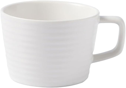 Simple Ceramic Coffee Cup, Striped Coffee Mug with Handle, Latte Cup, Milk Cup, Water Cup, Afternoon Tea Cup (Circle Grain)