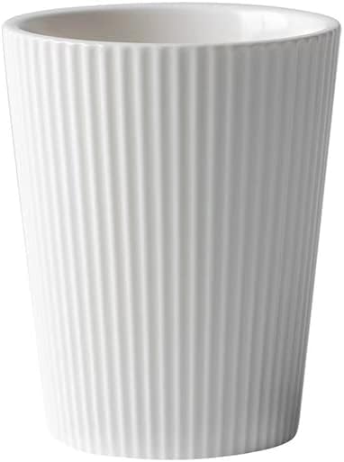 Simple Vertical Pattern Ceramic Wash Cup for Mouthwash - Home & Hotel Toothbrush Cup (White & Blue)