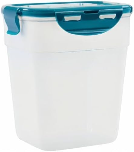 Rachael Ray Leak-Proof Stacking Container Food Storage Bin Set, 20-Piece, Clear with Teal Lids