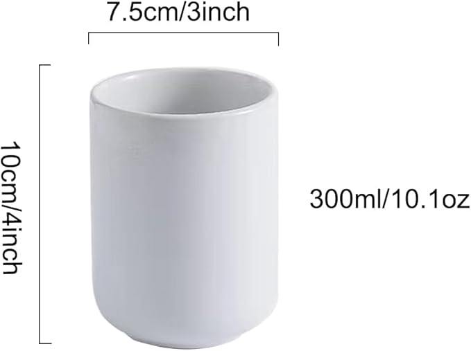 Pure Color Ceramic handleless Straight Cup Mug Water Cup Hotel Hotel Cup Toothbrush Cup mouthwash Cup Teacup Hospitality. (White)