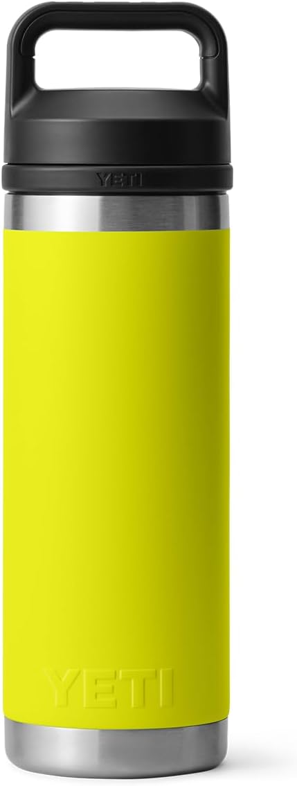YETI Rambler 18 oz Bottle, Leakproof, Vacuum Insulated, Stainless Steel with Chug Cap, Firefly Yellow