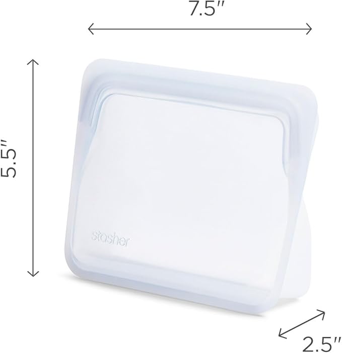 Stasher Premium Silicone Reusable Food Storage Stand-Up Mini Bag, Green, Microwave, Sous Vide, Dishwasher, Oven and Freezer Safe, BPA Free, Leak-free, Eco-friendly, 28 Oz