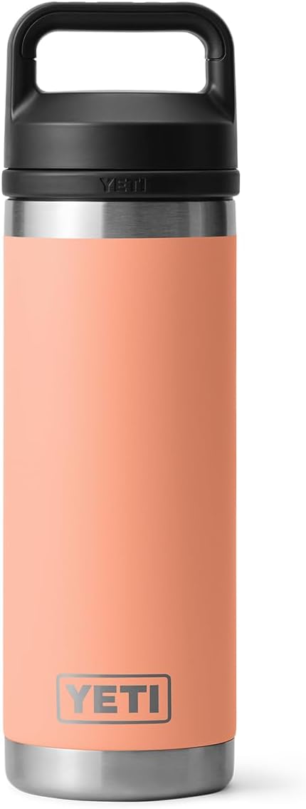 YETI Rambler 18 oz Bottle, Leakproof, Vacuum Insulated, Stainless Steel with Chug Cap, Low Country Peach