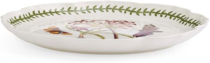 Portmeirion Botanic Garden Lotus Blossom Dinner Plates, Set of 4 - Mexican Lily Porcelain Plates with Butterfly Motif, 11.25" Floral Shape for Dining or Display - Oven, Microwave & Dishwasher Safe