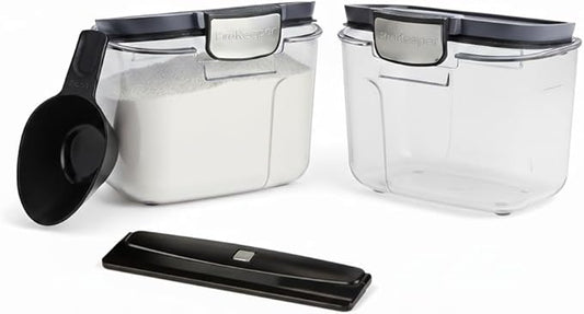 Progressive International ProKeeper+ Clear Plastic Airtight Food Baker's Kitchen Storage Organization Container Canister Set with Magnetic Accessories, 2- Piece Set (Specialty Flour 1.5-Quart)