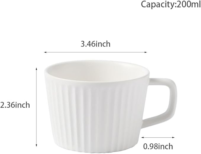 Simple Ceramic Coffee Cup, Striped Coffee Mug with Handle, Latte Cup, Milk Cup, Water Cup, Afternoon Tea Cup (Vertical Stripes)