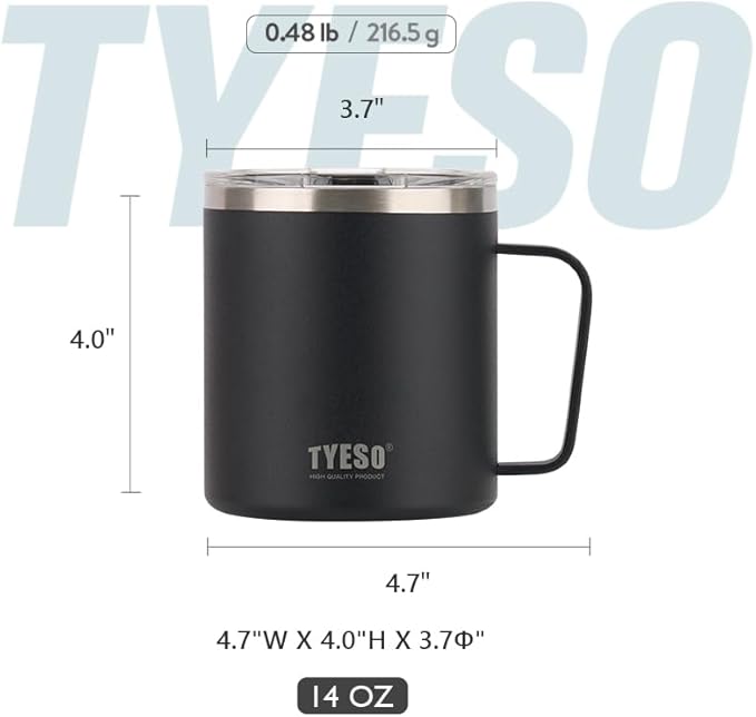 TYESO 14 oz Vacuum Insulated Mug Cup Stainless Steel Mug Coffee Mug with Lid Heat Insulation Cooling Direct Drip (Green)