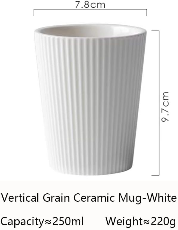 Simple Vertical Pattern Ceramic Wash Cup for Mouthwash - Home & Hotel Toothbrush Cup (White & Blue)