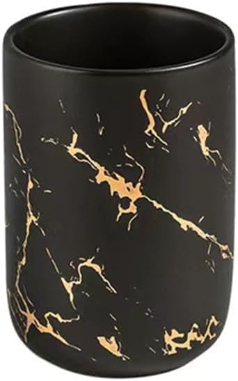 Ceramic toothbrush holder, Nordic toothbrush cup, simple stone mug. (Black)