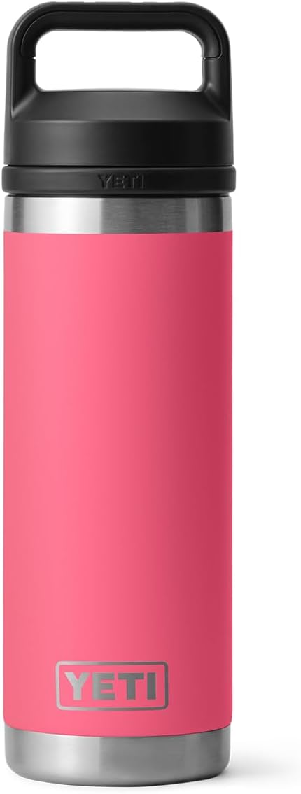 YETI Rambler 18 oz Bottle, Leakproof, Vacuum Insulated, Stainless Steel with Chug Cap, Tropical Pink
