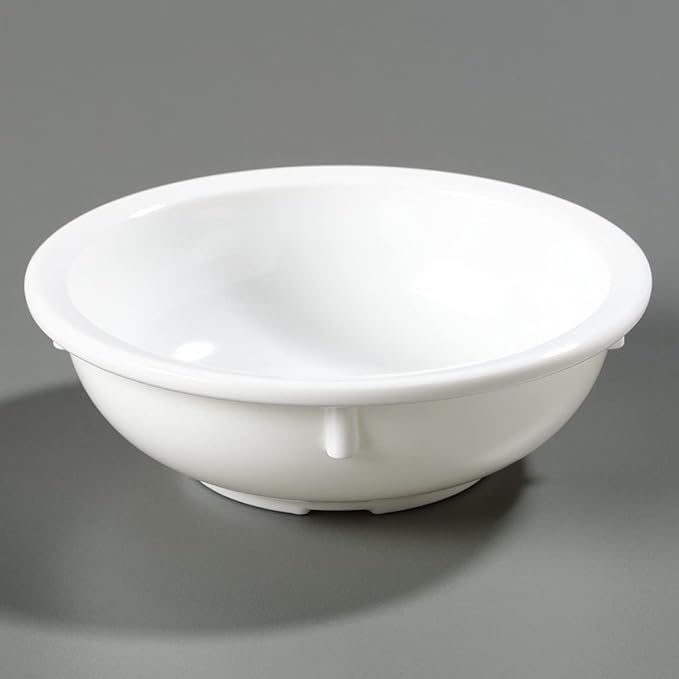 Carlisle FoodService Products Kingline Reusable Plastic Bowl Nappie Bowl for Home and Restaurant, Melamine, 10 Ounces, White, (Pack of 48)