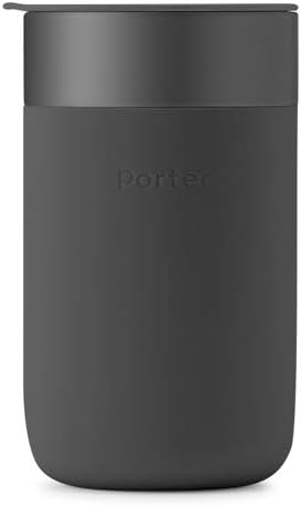 W&P Porter Ceramic Mug w/ Protective Silicone Sleeve, Charcoal 16 Ounces On-the-Go Reusable Cup for Coffee or Tea Portable Dishwasher Safe
