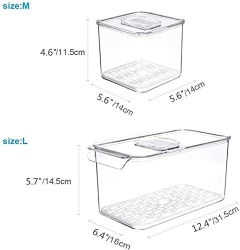SANNO Fridge Produce Saver Food Storage Bin Containers, Refrigerator Food Fruit Vegetables storage Produce Saver Produce Saver Containers, Stackable Freezer Fridge