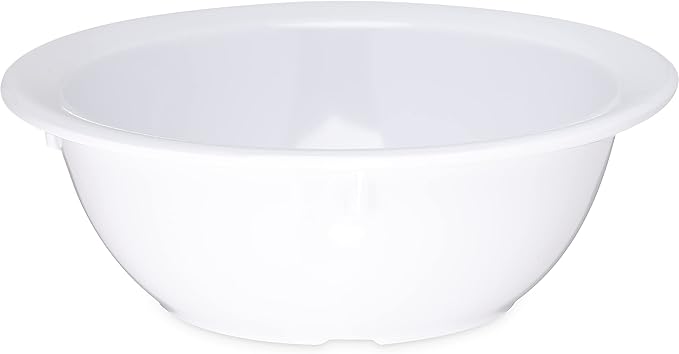 Carlisle FoodService Products Kingline Reusable Plastic Bowl Nappie Bowl for Home and Restaurant, Melamine, 12.5 Ounces, White, (Pack of 48)