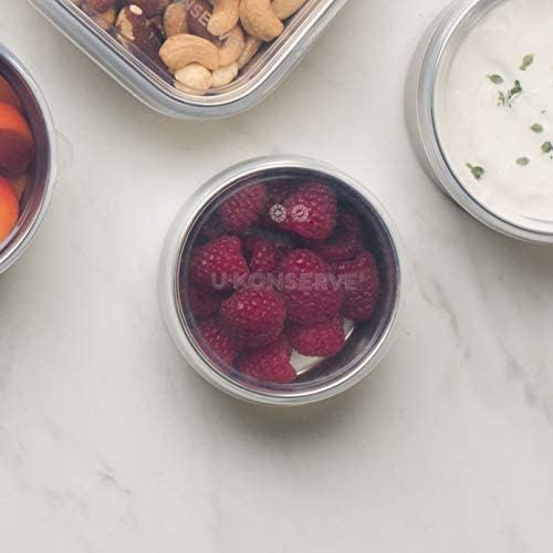 U Konserve Stainless Steel Round Food Storage Bento Box Container, Leak Proof Silicone Lid Dishwasher Safe - Plastic Free, 5oz