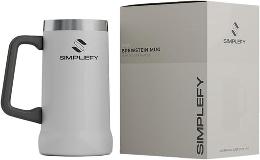 Adventure Beer Stein Mug with Big Grip Handle 24oz Insulated Stainless Steel Tumbler with Large Grip Handle, Keeps Beer Cold for Hours, BPA-Free, Holds 2 Cans, Durable Party Drink Cup